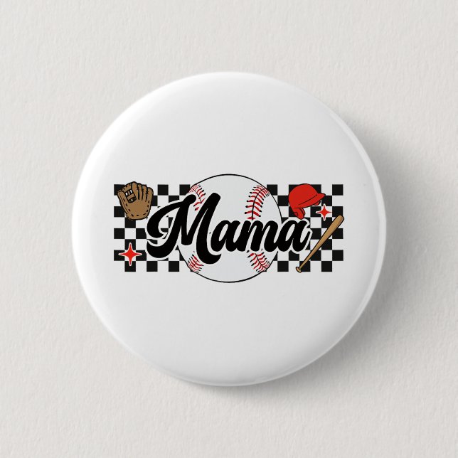 Mama Game Day Vibes Mothers Day Women Baseball Mom 2 Inch Round Button (Front)