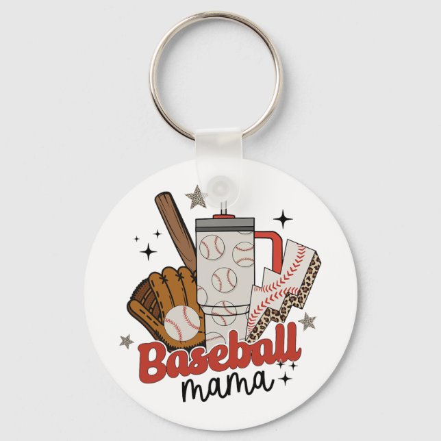 Mama Game Day Vibes Mothers Day Women Baseball Mom Keychain (Front)