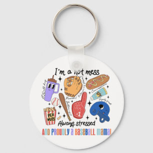 Mama Game Day Vibes Mothers Day Women Baseball Mom Keychain