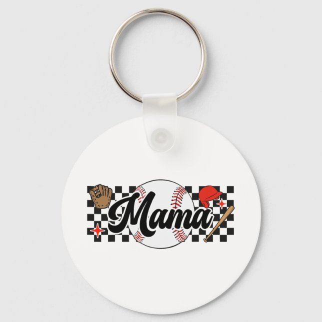 Mama Game Day Vibes Mothers Day Women Baseball Mom Keychain (Front)