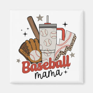 Mama Game Day Vibes Mothers Day Women Baseball Mom Magnet