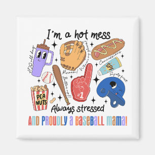 Mama Game Day Vibes Mothers Day Women Baseball Mom Magnet