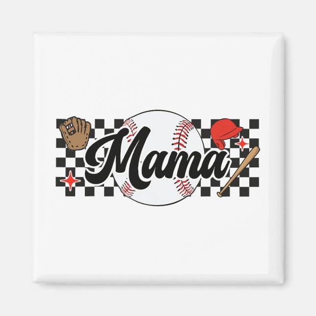 Mama Game Day Vibes Mothers Day Women Baseball Mom Magnet (Front)
