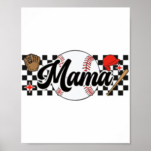 Mama Game Day Vibes Mothers Day Women Baseball Mom Poster