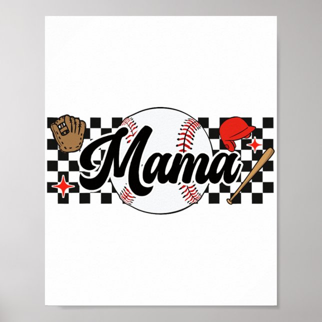 Mama Game Day Vibes Mothers Day Women Baseball Mom Poster (Front)