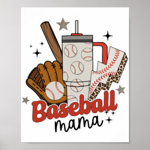 Mama Game Day Vibes Mothers Day Women Baseball Mom Poster