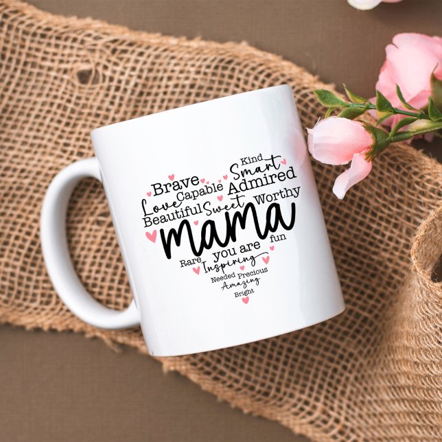 Mama Gift Mom Script Inspiring Hearts Large Coffee Mug (Creator Uploaded)