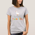 Mama Goose Two Silly 2nd Birthday T-Shirt<br><div class="desc">Celebrate your little one’s big day in style with this adorable “Mama Goose” shirt! Designed to match your child’s farm-themed 2nd birthday, it features a cute and whimsical silly goose in a pink party hat on the front, with Mama Goose printed on the back. A fun and playful matching outfit...</div>