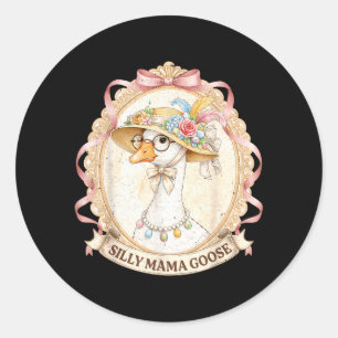 Mama Goose Vintage for Kids Girl Women Mom Mother Classic Round Sticker