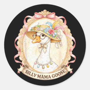 Mama goose vintage for kids girl women mom motherM Classic Round Sticker