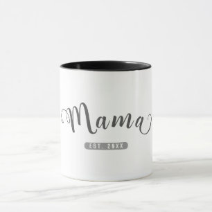 MAMA Grey Leather Est. Established Graphic Mug