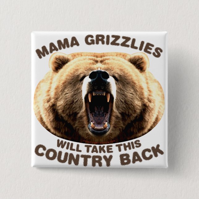 Mama Grizzlies 2 Inch Square Button (Front)