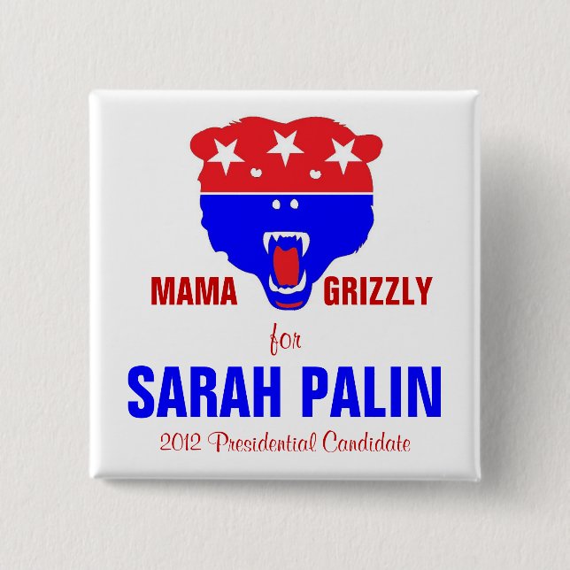MAMA GRIZZLY 2 INCH SQUARE BUTTON (Front)