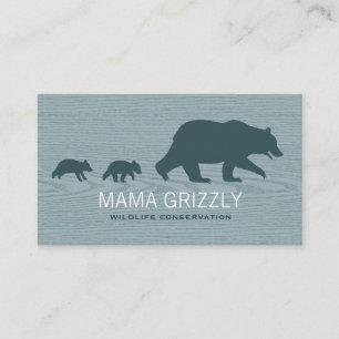 Mama Grizzly Bear with Cubs Silhouettes Wildlife Business Card