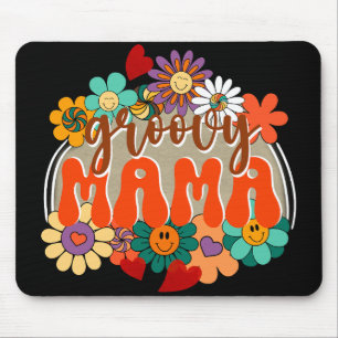 Mama Groovy Floral, Colourful Boho Mothers Day Mouse Pad