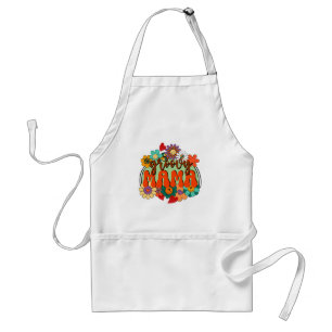 Mama Groovy Floral, Retro 70s Vibes Hippie Standard Apron