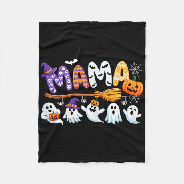 Mama Halloween Boo Ghost Horror Costume Funny Part Fleece Blanket (Front)