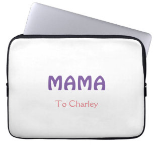 Mama happy mothers retro purple add name text vint laptop sleeve