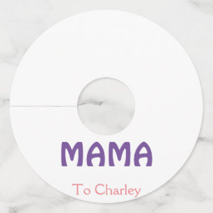 Mama happy mothers retro purple add name text vint wine glass tag