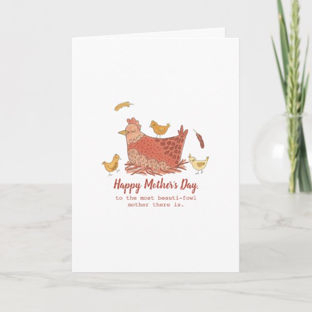 Mama Hen and Chicks Funny Mother's Day Card (Front)
