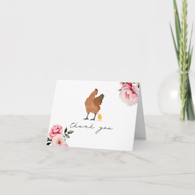 Mama Hen Baby Chick rose Merci floral (Devant)