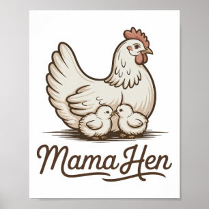 Mama Hen Funny Chicken Mom Shirt Women Mother Day Poster