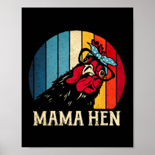 Mama Hen Vintage Chicken Mom Funny Farmhouse Chick Poster