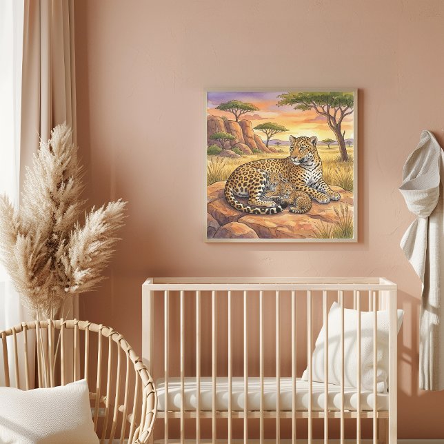 Mama Leopard and Cubs Nursery Poster (Creator Uploaded)
