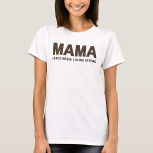 MAMA Leopard Print Personalized Text White T-shirt