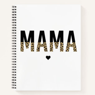 Mama Leopard print Typography Mom Gifts Notebook