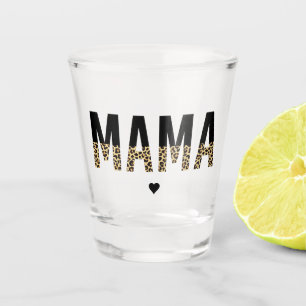 Mama Leopard print Typography Mom Gifts Shot Glass