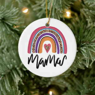 Mama Leopard Rainbow Ceramic Ornament
