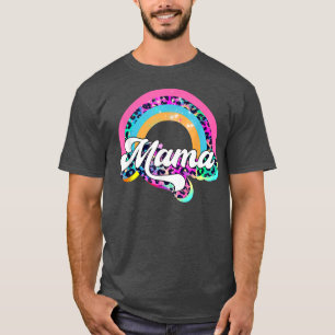 Mama Leopard Rainbow Cheetah Print Mommy Graphic T-Shirt
