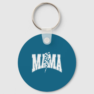 Mama Lightning Bolt Checkered Mom Women Mother's D Keychain