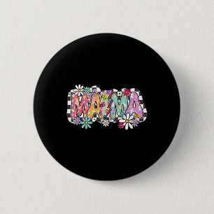 Mama Lightning Bolt Chequered Easter Mom Women Mot 2 Inch Round Button