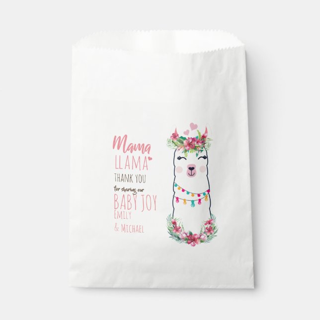 Mama Llama Fiesta Baby Girl Shower Partyware Favour Bag (Front)
