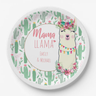 Mama Llama Fiesta Baby Girl Shower Partyware Paper Plate