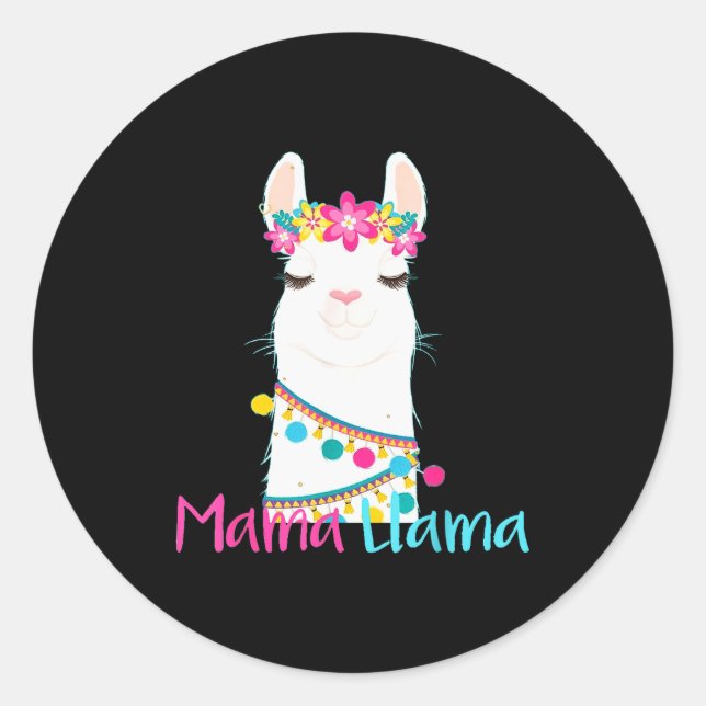 Mama Llama Funny Mother's Day Shirt For Women Mom  Classic Round Sticker (Front)