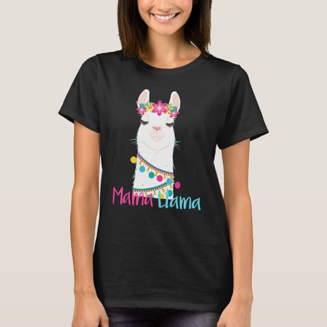 Mama Llama  Mother's Day  For Women Mom Love Llama T-Shirt (Front)