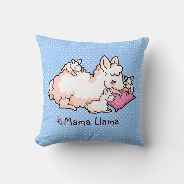 Mama Llama Throw Pillow (Front)