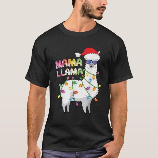 Mama Llama Women Funny Matching Christmas Llama  T-Shirt (Front)