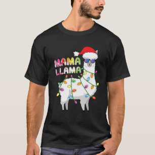 Mama Llama Women Matching Pajama Christmas Llama T-Shirt