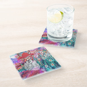 Mama Llama's Day In The Country  Glass Coaster
