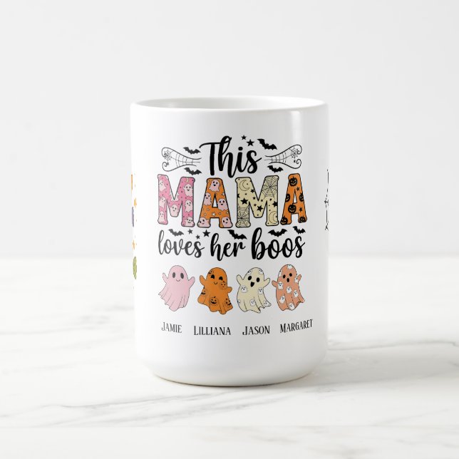 Mama Loves Her Boos Spooky Personalized Halloween Coffee Mug (Center)