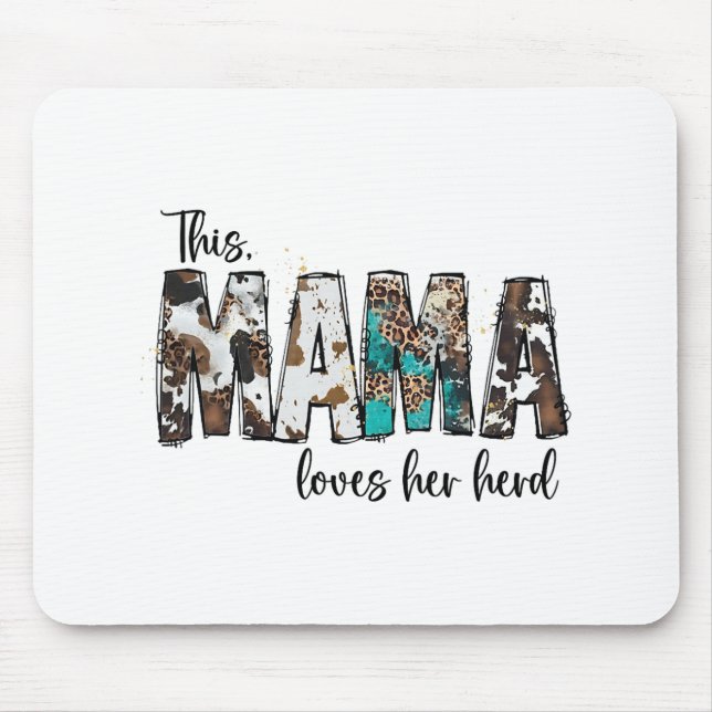 Mama Loves Her Herd Leopard Cowhide For Women Moth Mouse Pad (Front)