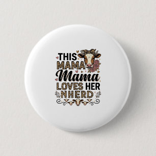 Mama Loves Her Herd Vintage Cow Mom Shirt Design_1 2 Inch Round Button