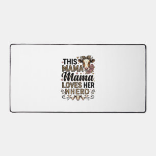 Mama Loves Her Herd Vintage Cow Mom Shirt Design_1 Desk Mat