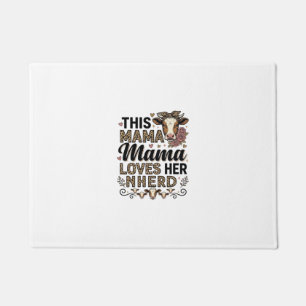 Mama Loves Her Herd Vintage Cow Mom Shirt Design_1 Doormat