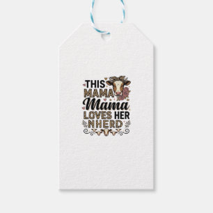 Mama Loves Her Herd Vintage Cow Mom Shirt Design_1 Gift Tags