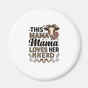 Mama Loves Her Herd Vintage Cow Mom Shirt Design_1 Magnet